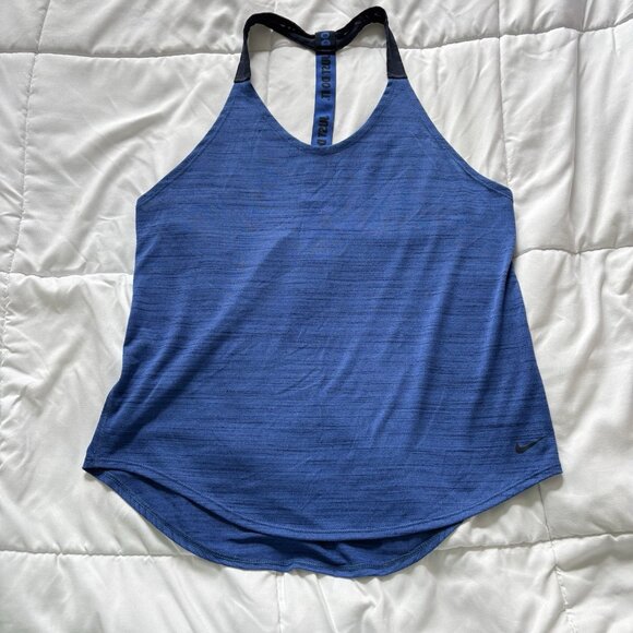 Nike Dri-Fit Tank Top Womens Size Medium Loose Fit T-Back Stretch Blue - Picture 1 of 7